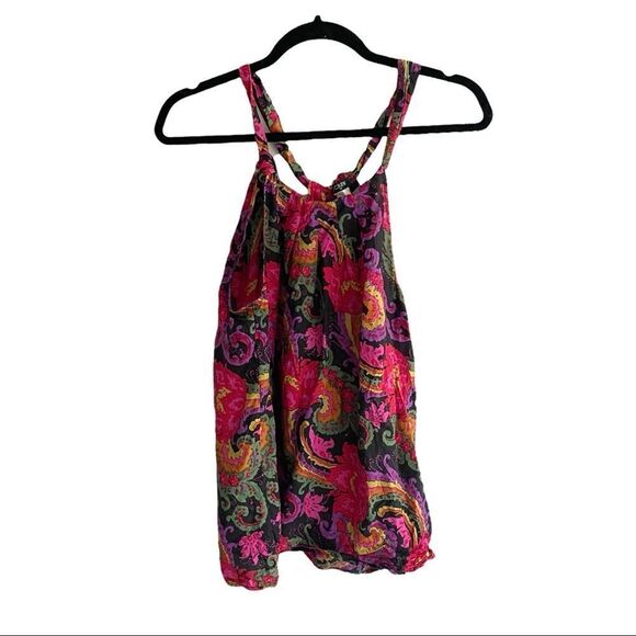 J. CREW Silk Floral Paisley Print Sleeveless Halter Tank Top Blouse S - Picture 1 of 4